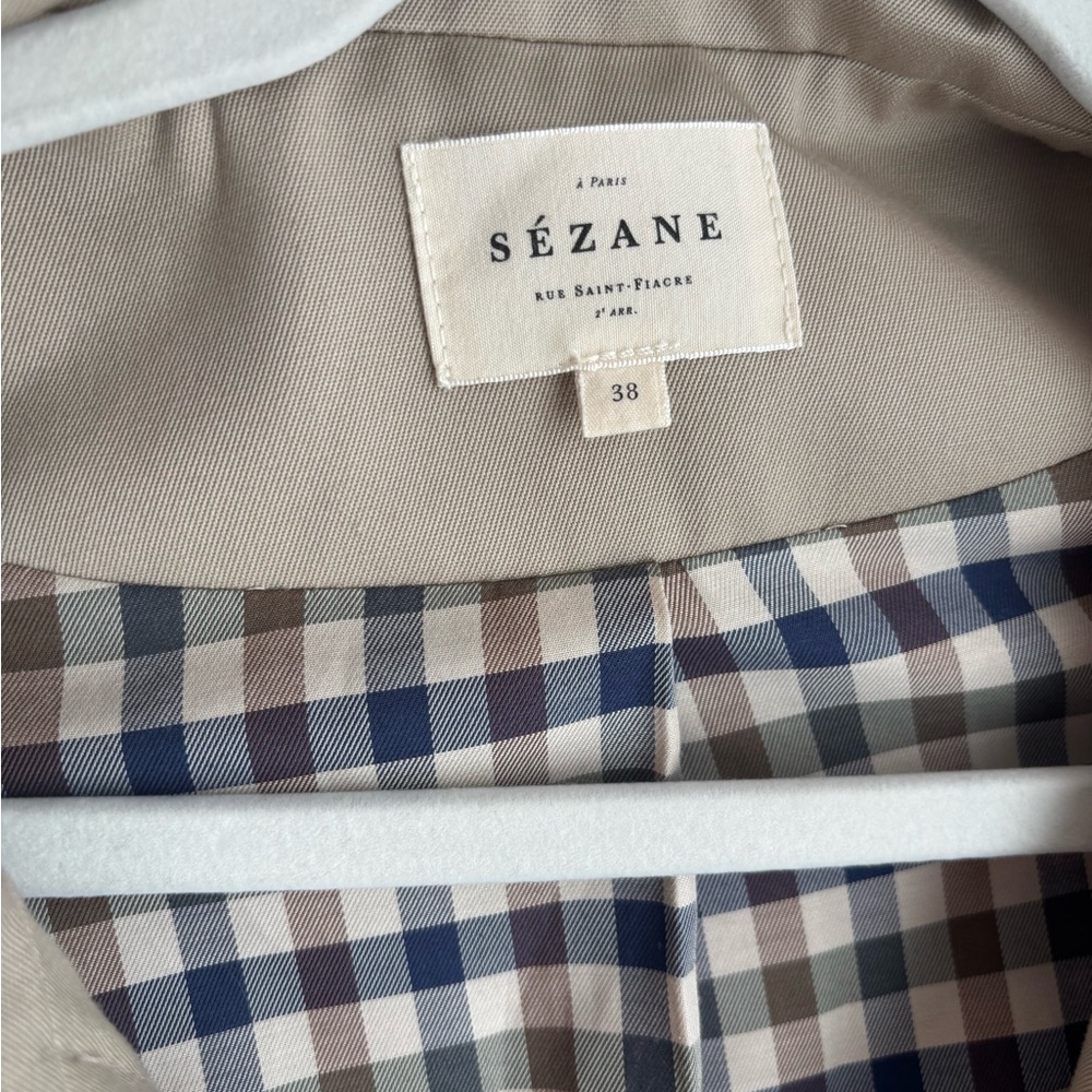 Sezane Checkered Jacket - Blue, Brown, Cream